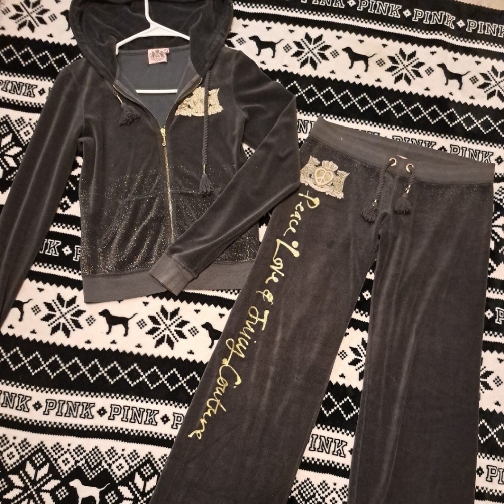 Rare Vintage Juicy Couture Love G&P Flare Pant Tracksuit, Small